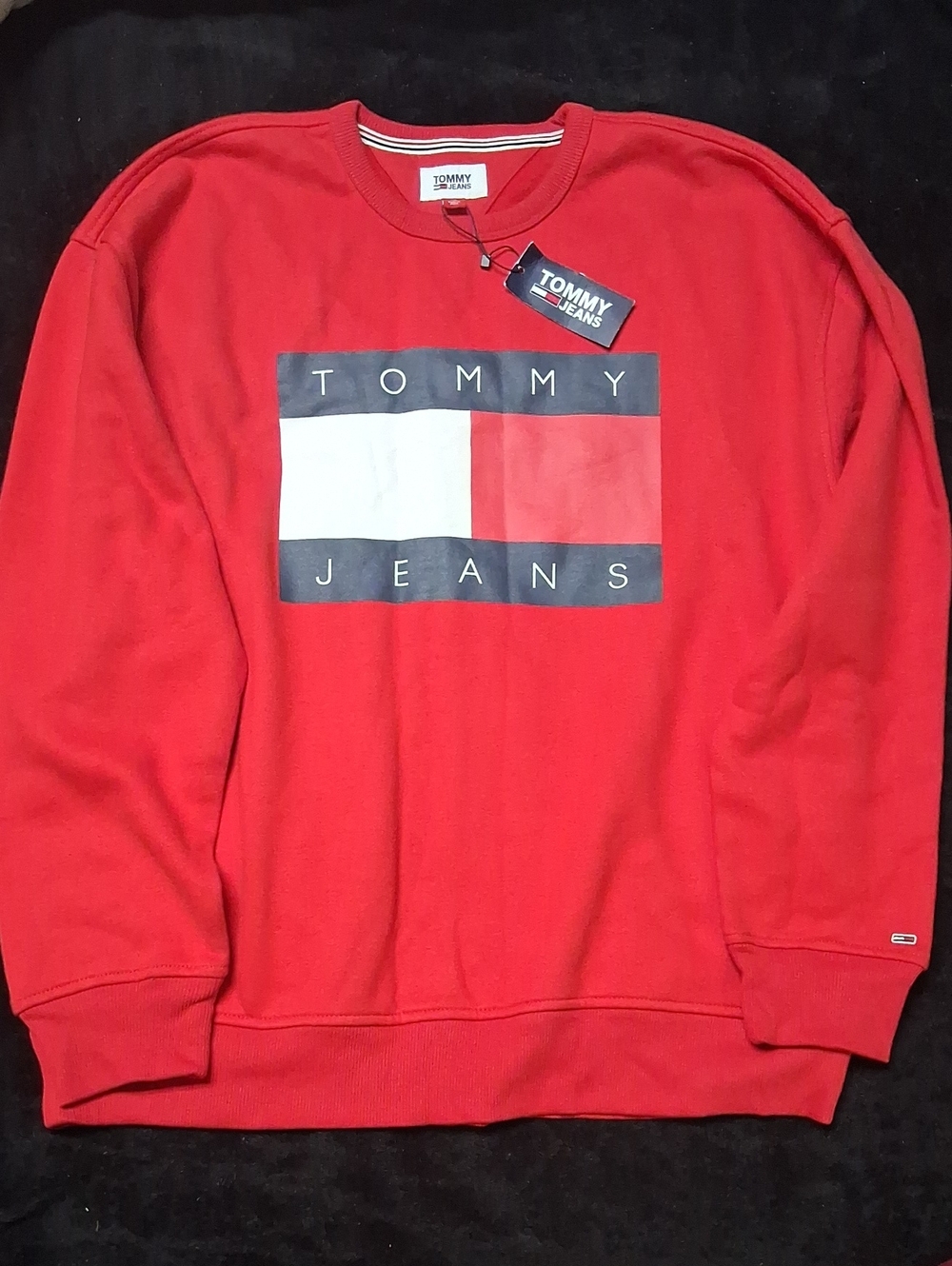 Tommy Hilfiger Red Logo Crewneck Sweatshirt - Picture 1 of 3
